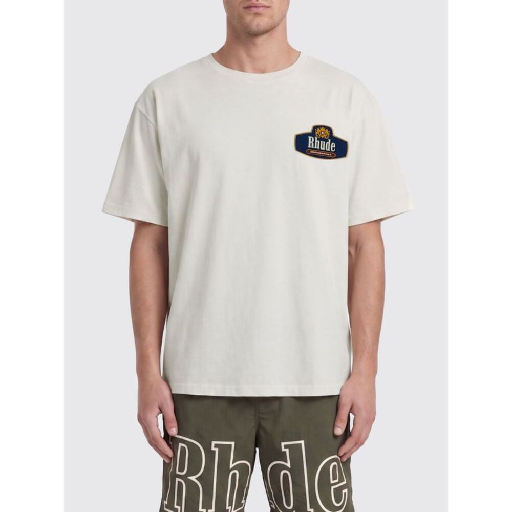 Rhude Men Rhude Cotton T-Shirt With Vintage Style Logo Print And Crew Neck